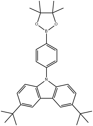 9H-Carbazole, 3,6-bis(1,1-dimethylethyl)-9-[4-(4,4,5,5-tetramethyl-1,3,2-dioxaborolan-2-yl)phenyl]- 구조식 이미지