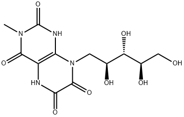 D-Ribitol,  1-deoxy-1-(1,3,4,5,6,7-hexahydro-3-methyl-2,4,6,7-tetraoxo-8(2H)-pteridinyl)-  (9CI) 구조식 이미지