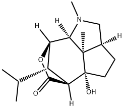 7,5-(Epoxymethano)-1H-cyclopent[cd]indol-9-one, decahydro-4a-hydroxy-1,7b-dimethyl-6-(1-methylethyl)-, (2aS,4aR,5S,6S,7R,7aS,7bR)- Structure