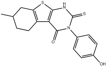 3-(4-hydroxyphenyl)-7-methyl-2-sulfanylidene-5,6,7,8-tetrahydro-1H-[1]benzothiolo[2,3-d]pyrimidin-4-one Structure