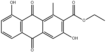 2-Anthracenecarboxylic acid, 9,10-dihydro-3,8-dihydroxy-1-methyl-9,10-dioxo-, ethyl ester Structure