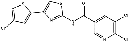 3-Pyridinecarboxamide, 5,6-dichloro-N-[4-(4-chloro-2-thienyl)-2-thiazolyl]- Structure