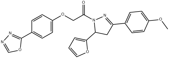 1-[5-(furan-2-yl)-3-(4-methoxyphenyl)-4,5-dihydro-
1H-pyrazol-1-yl]-2-[4-(1,3,4-oxadiazol-2-yl)phenox
y]ethan-1-one Structure