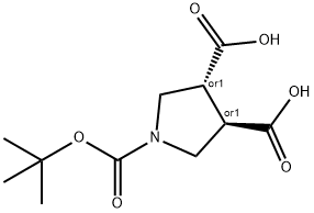 rac trans-N-Boc-pyrrolidine-3,4-dicarboxylic acid Structure