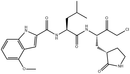 1H-Indole-2-carboxamide, N-[(1S)-1-[[[(1S)-3-chloro-2-oxo-1-[[(3S)-2-oxo-3-pyrrolidinyl]methyl]propyl]amino]carbonyl]-3-methylbutyl]-4-methoxy- (9CI) Structure