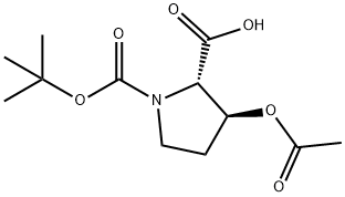 1,2-Pyrrolidinedicarboxylic acid, 3-(acetyloxy)-, 1-(1,1-dimethylethyl) ester, (2S,3S)- Structure