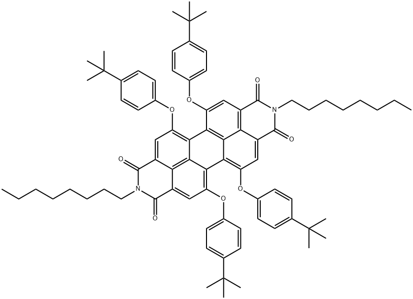 1,6,7,12 - tetra -t -butylphenoxy - N - N' - dioctyl-perylene - 3,4,9,10 - tetracarboxylic dianhydride Structure