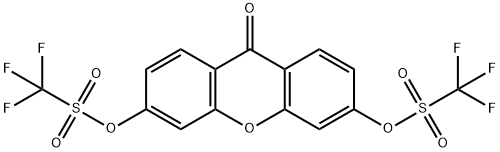 Methanesulfonic acid, 1,1,1-trifluoro-, 1,1'-(9-oxo-9H-xanthene-3,6-diyl) ester 구조식 이미지
