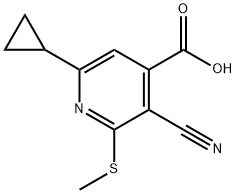 4-Pyridinecarboxylic acid, 3-cyano-6-cyclopropyl-2-(methylthio)- Structure