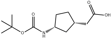 Cyclopentaneacetic acid, 3-[[(1,1-dimethylethoxy)carbonyl]amino]-, (1S,3R)- Structure