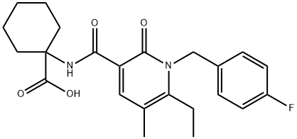 Cyclohexanecarboxylic acid, 1-[[[6-ethyl-1-[(4-fluorophenyl)methyl]-1,2-dihydro-5-methyl-2-oxo-3-pyridinyl]carbonyl]amino]- Structure