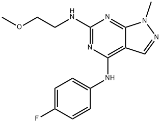 4-N-(4-fluorophenyl)-6-N-(2-methoxyethyl)-1-methylpyrazolo[3,4-d]pyrimidine-4,6-diamine 구조식 이미지