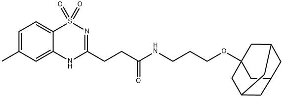 4H-1,2,4-Benzothiadiazine-3-propanamide, 6-methyl-N-[3-(tricyclo[3.3.1.13,7]dec-1-yloxy)propyl]-, 1,1-dioxide 구조식 이미지