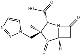 4-Thia-1-azabicyclo[3.2.0]heptane-2-carboxylic acid, 3-methyl-7-oxo-3-(1H-1,2,3-triazol-1-ylmethyl)-, 4-oxide, (2S,3S,5R)- Structure