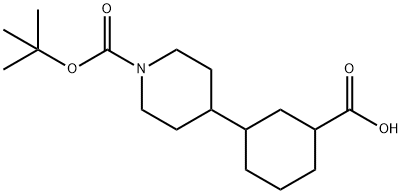 1-Piperidinecarboxylic acid, 4-(3-carboxycyclohexyl)-, 1-(1,1-dimethylethyl) ester Structure