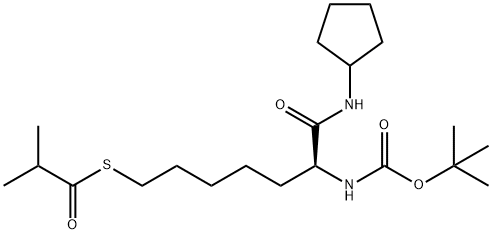 Propanethioic acid, 2-methyl-, S-[(6S)-7-(cyclopentylamino)-6-[[(1,1-dimethylethoxy)carbonyl]amino]-7-oxoheptyl] ester Structure