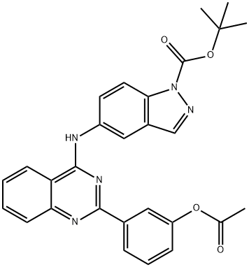 1H-Indazole-1-carboxylic acid, 5-[[2-[3-(acetyloxy)phenyl]-4-quinazolinyl]amino]-, 1,1-dimethylethyl ester 구조식 이미지