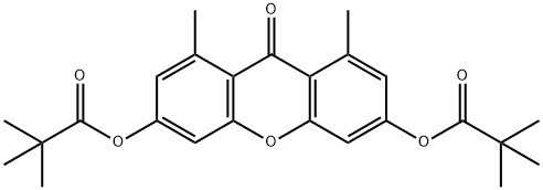 Propanoic acid, 2,2-dimethyl-, 6-(2,2-dimethyl-1-oxopropoxy)-1,8-dimethyl-9-oxo-9H-xanthen-3-yl ester Structure