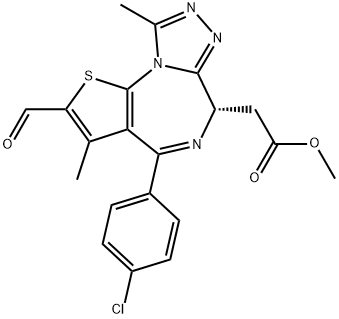 6H-Thieno[3,2-f][1,2,4]triazolo[4,3-a][1,4]diazepine-6-acetic acid, 4-(4-chlorophenyl)-2-formyl-3,9-dimethyl-, methyl ester, (6S)- Structure