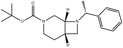 3,8-Diazabicyclo[4.2.0]octane-3-carboxylic acid, 8-[(1R)-1-phenylethyl]-, 1,1-dimethylethyl ester, (1R,6S)- 구조식 이미지