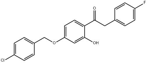 JR-7017, 1-(4-(4-Chlorobenzyloxy)-2-hydroxyphenyl)-2-(4-fluorophenyl)ethanone, 97% 구조식 이미지