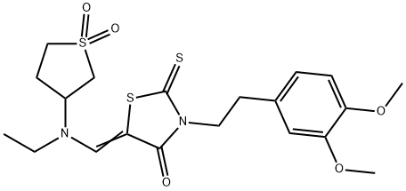 (5Z)-3-[2-(3,4-dimethoxyphenyl)ethyl]-5-[[(1,1-dioxothiolan-3-yl)-ethylamino]methylidene]-2-sulfanylidene-1,3-thiazolidin-4-one Structure