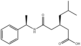 Hexanoic acid, 5-methyl-3-[2-oxo-2-[[(1R)-1-phenylethyl]amino]ethyl]-, (3R)- 구조식 이미지