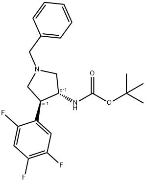 CarbaMic acid, N-[(3R,4S)-1-(phenylMethyl)-4-(2,4,5-trifluorophenyl)-3-pyrrolidinyl]-, 1,1-diMethylethyl ester, rel- Structure