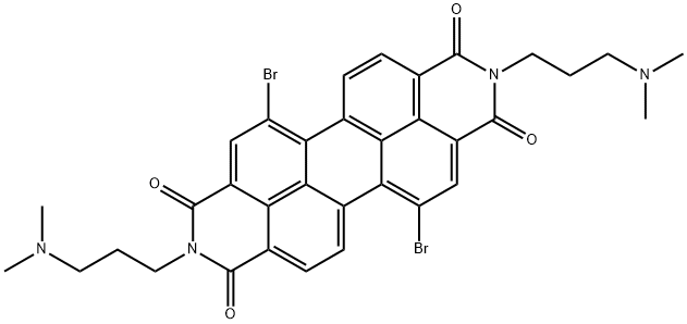 5,12-dibromo-2,9-bis(3-(dimethylamino)propyl)anthra[2,1,9-def:6,5,10-d'e'f']diisoquinoline-1,3,8,10(2H,9H)-tetraone 구조식 이미지