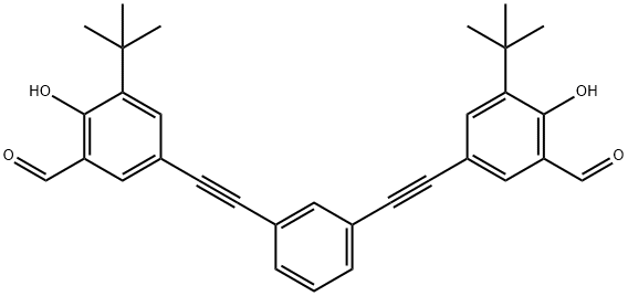 Benzaldehyde, 3,3'-(1,3-phenylenedi-2,1-ethynediyl)bis[5-(1,1-dimethylethyl)-6-hydroxy- Structure