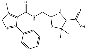 4-Thiazolidinecarboxylic acid, 5,5-dimethyl-2-[[[(5-methyl-3-phenyl-4-isoxazolyl)carbonyl]amino]methyl]- Structure