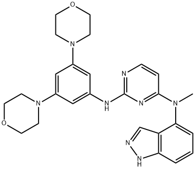 2,4-Pyrimidinediamine, N2-(3,5-di-4-morpholinylphenyl)-N4-1H-indazol-4-yl-N4-methyl- 구조식 이미지