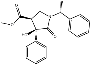 3-Pyrrolidinecarboxylic acid, 4-hydroxy-5-oxo-4-phenyl-1-[(1R)-1-phenylethyl]-, methyl ester, (3S,4R)- Structure