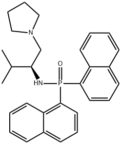 Phosphinic amide, N-[(1S)-2-methyl-1-(1-pyrrolidinylmethyl)propyl]-P,P-di-1-naphthalenyl- Structure