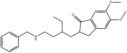 1H-Inden-1-one, 2-[2-ethyl-4-[(phenylmethyl)amino]butyl]-2,3-dihydro-5,6-dimethoxy- 구조식 이미지