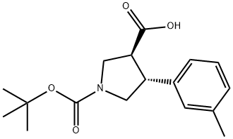 Boc-(±)-trans-4-(3-methyl-phenyl)-pyrrolidine-3-carboxylic acid 구조식 이미지