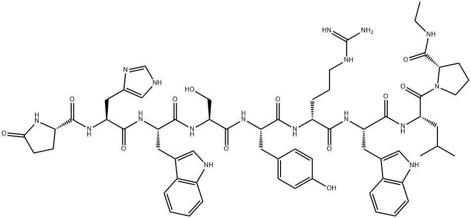 LHRH, Arg(6)-Trp(7)-Leu(8)-N-Et-ProNH2(9)- 구조식 이미지