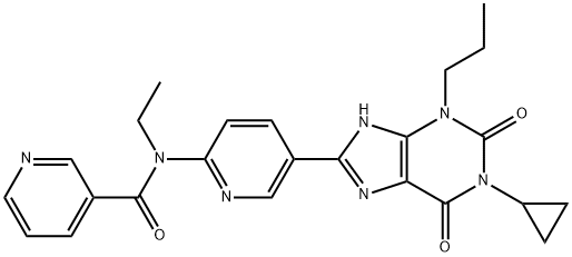 3-Pyridinecarboxamide, N-[5-(1-cyclopropyl-2,3,6,9-tetrahydro-2,6-dioxo-3-propyl-1H-purin-8-yl)-2-pyridinyl]-N-ethyl- Structure