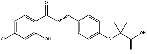 Propanoic acid, 2-[[4-[3-(4-chloro-2-hydroxyphenyl)-3-oxo-1-propen-1-yl]phenyl]thio]-2-methyl- Structure