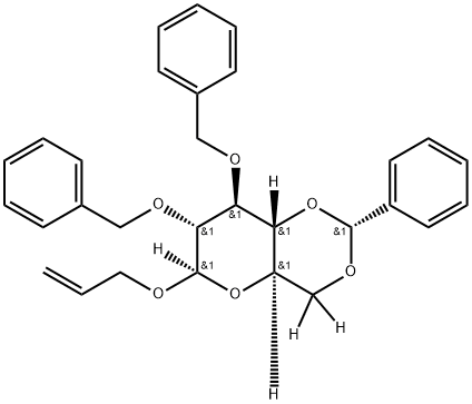 β-D-Glucopyranoside-1,5,6,6-C-d4, 2-propen-1-yl 2,3-bis-O-(phenylmethyl)-4,6-O-[(R)-phenylmethylene]- Structure