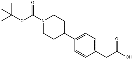 2-(4-(1-(tert-butoxycarbonyl)piperidin-4-yl)phenyl)acetic acid Structure