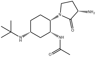 Acetamide, N-[(1R,2S,5R)-2-[(3S)-3-amino-2-oxo-1-pyrrolidinyl]-5-[(1,1-dimethylethyl)amino]cyclohexyl]- Structure