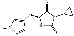 (5Z)-3-cyclopropyl-5-[(1-methyl-1H-pyrazol-4-yl)methylene]-2-thioxoimidazolidin-4-one Structure