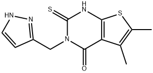 5,6-dimethyl-3-(1H-pyrazol-5-ylmethyl)-2-sulfanylidene-1H-thieno[2,3-d]pyrimidin-4-one Structure