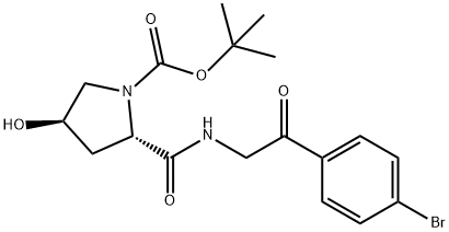 1-Pyrrolidinecarboxylic acid, 2-[[[2-(4-bromophenyl)-2-oxoethyl]amino]carbonyl]-4-hydroxy-, 1,1-dimethylethyl ester, (2S,4R)- Structure