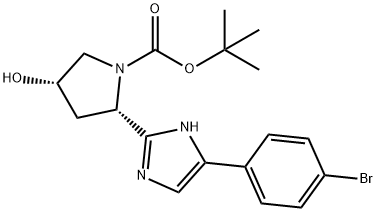 1-Pyrrolidinecarboxylic acid, 2-[5-(4-bromophenyl)-1H-imidazol-2-yl]-4-hydroxy-, 1,1-dimethylethyl ester, (2S,4S)- 구조식 이미지