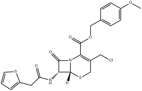 (6R,7R)-3-(Chloromethyl)-8-oxo-7-[[2-(2-thienyl)acetyl]amino]-5-thia-1-azabicyclo[4.2.0]oct-2-ene-2-carboxylic Acid (4-Methoxyphenyl)methyl Ester 구조식 이미지