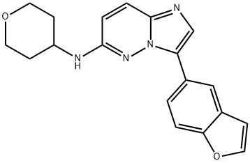 Imidazo[1,2-b]pyridazin-6-amine, 3-(5-benzofuranyl)-N-(tetrahydro-2H-pyran-4-yl)- Structure