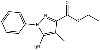 1H-Pyrazole-3-carboxylic acid, 5-amino-4-methyl-1-phenyl-, ethyl ester 구조식 이미지
