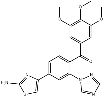 Methanone, [4-?(2-?amino-?4-?thiazolyl)?-?2-?(1H-?1,?2,?4-?triazol-?1-?yl)?phenyl]?(3,?4,?5-?trimethoxyphenyl)?- Structure